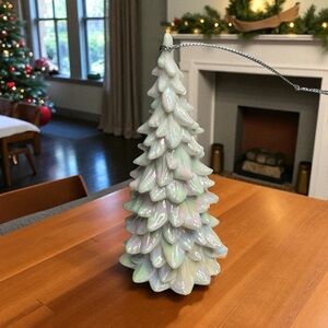 Christmas Tree Ornament Iridescent Translucent White Pearlescent Hanging Glass